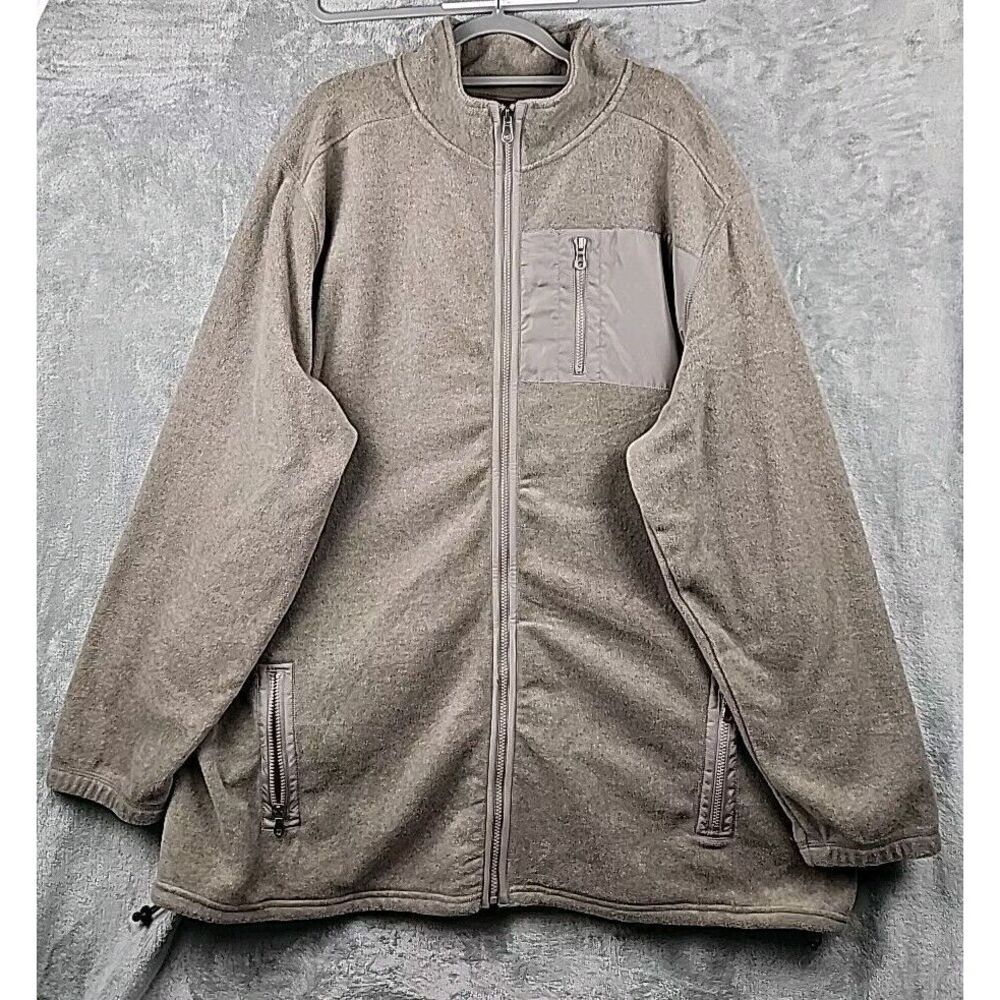 Croft & Barrow Arctic Fleece Jacket Mens Size 3XB Brown Full Zip Chest Pocket